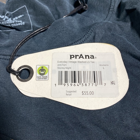 prAna Women's Everyday Vintage-Washed Long Sleeve Tee, Size L - Stormy Night - Picture 4 of 5